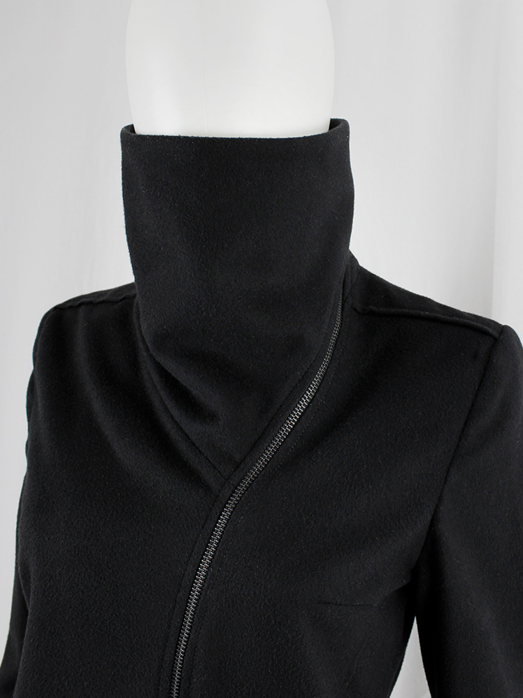 vintage Ann Demeulemeester black jacket with high standing neckline and zippers along the sleeves fall 2012 (3)