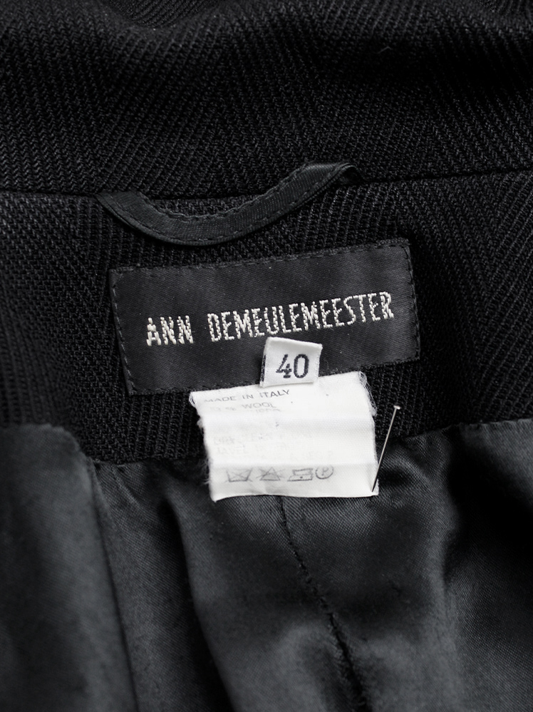 vintage Ann Demeulemeester black long coat with asymmetric double breasted closure 90s 1990s3 (14)