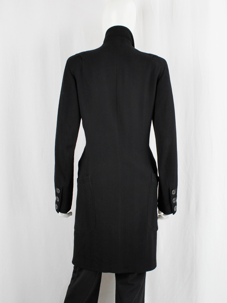 vintage Ann Demeulemeester black long coat with asymmetric double breasted closure 90s 1990s3 (7)