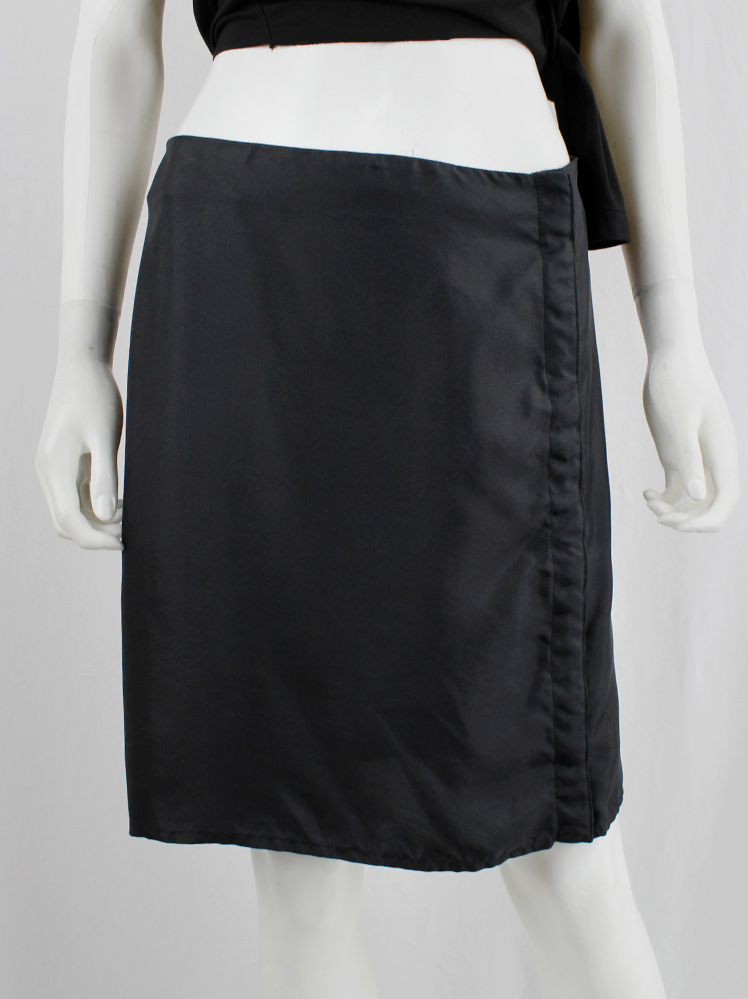 vintage Ann Demeulemeester black mini skirt with silver snap buttons along the full length spring 2001 (1)