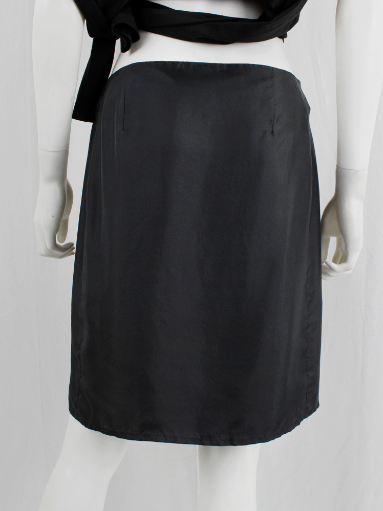 vintage Ann Demeulemeester black mini skirt with silver snap buttons along the full length spring 2001 (13)