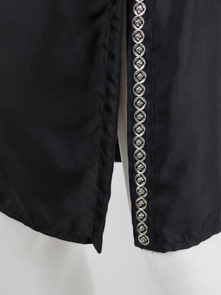 vintage Ann Demeulemeester black mini skirt with silver snap buttons along the full length spring 2001 (18)