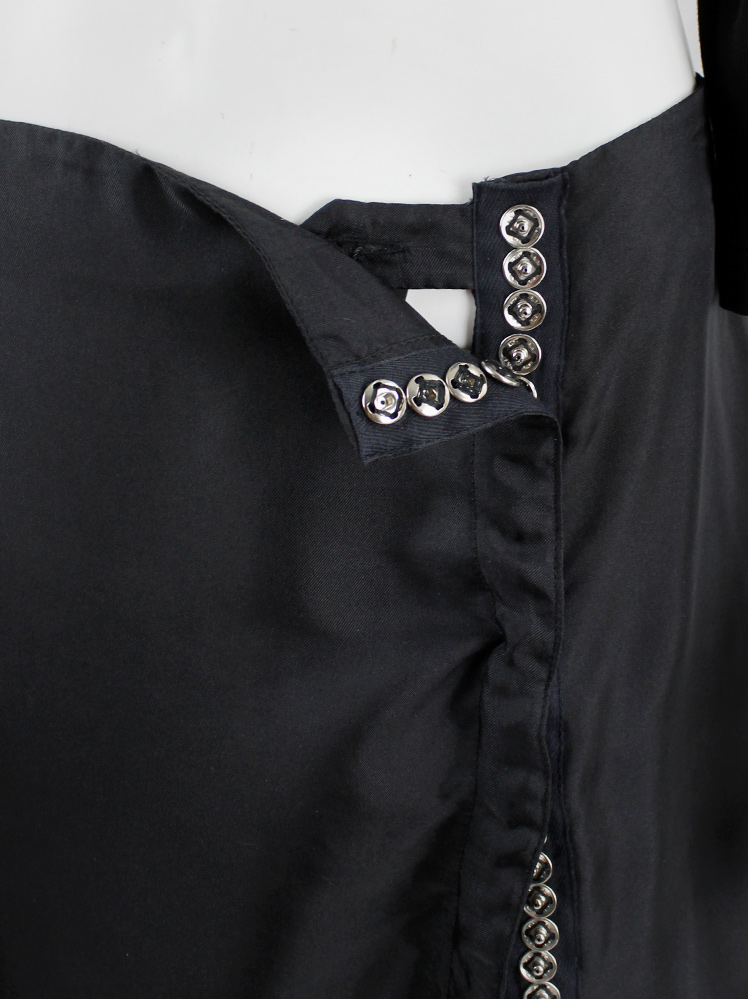 vintage Ann Demeulemeester black mini skirt with silver snap buttons along the full length spring 2001 (7)