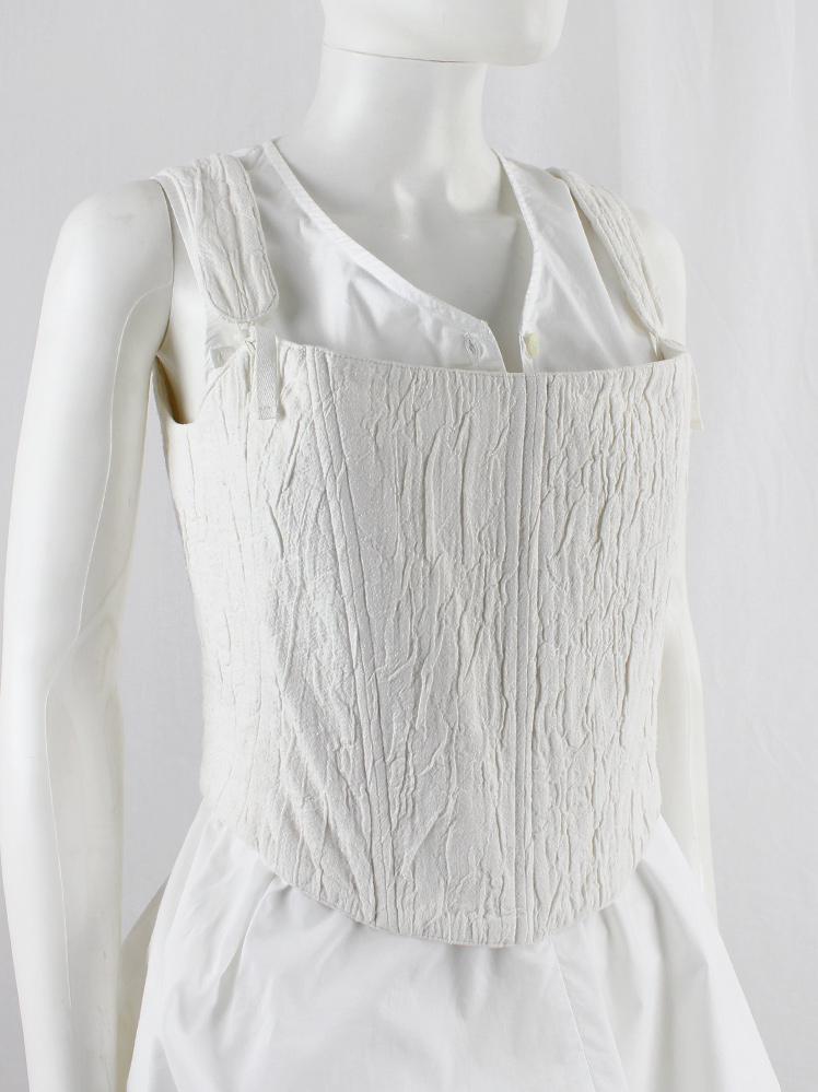 vintage Ann Demeulemeester off-white wrinkled corset with tied shoulder bands and three back straps spring 1994 (12)