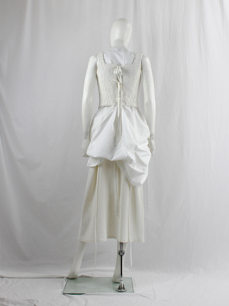 vintage Ann Demeulemeester off-white wrinkled corset with tied shoulder bands and three back straps spring 1994 (5)
