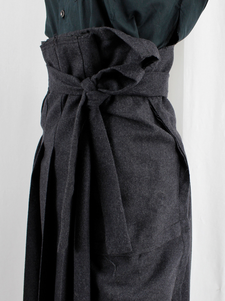 vintage Comme des Garcons dark grey skirt with folded over pleated panel and frill trim fall 2005 (8)