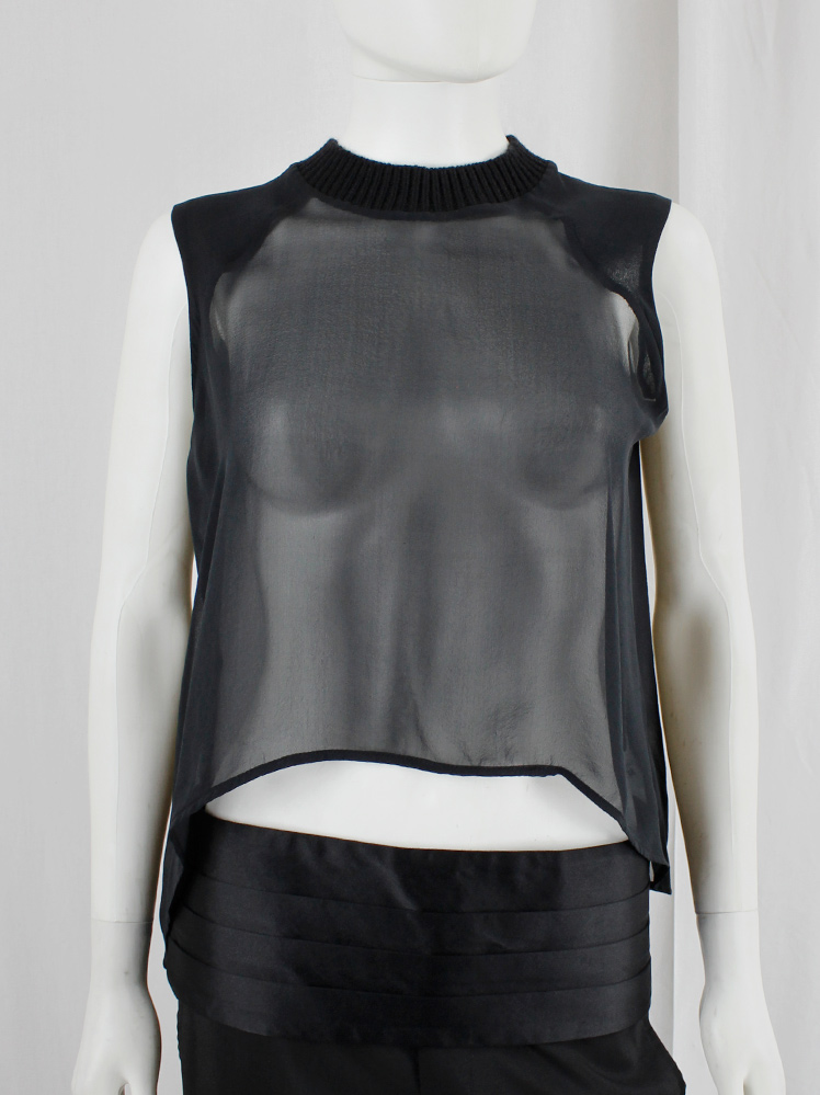 vintage Honest by Bruno Pieters black sheer top with knit collar 2012 (4)