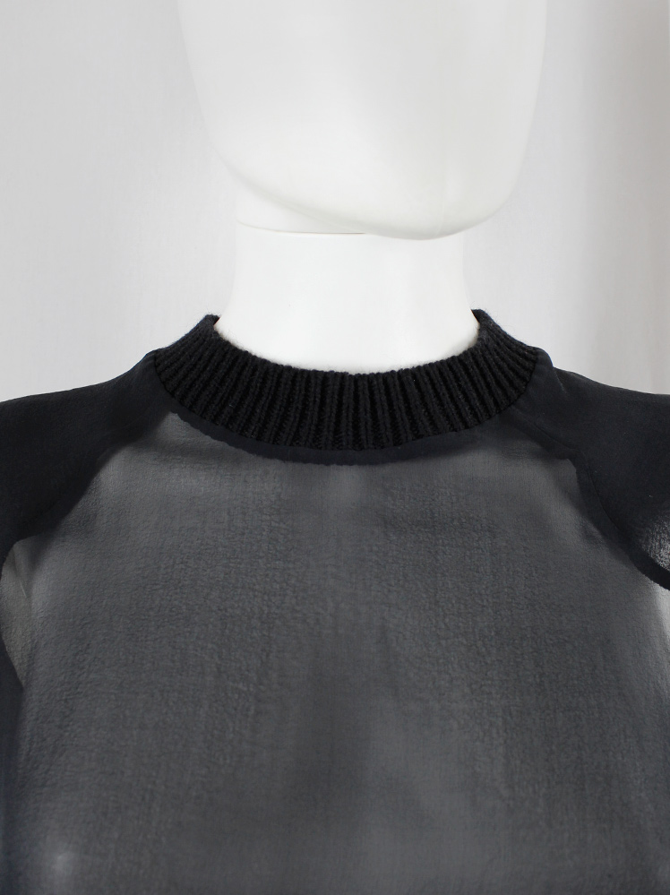 vintage Honest by Bruno Pieters black sheer top with knit collar 2012 (5)