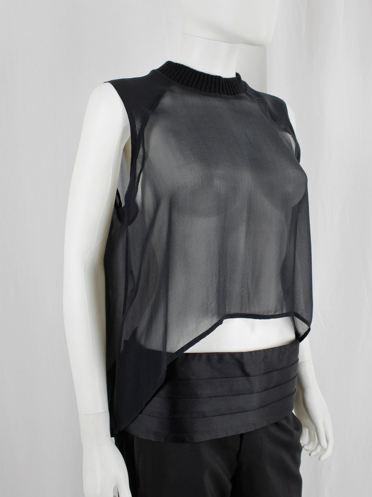 vintage Honest by Bruno Pieters black sheer top with knit collar 2012 (6)
