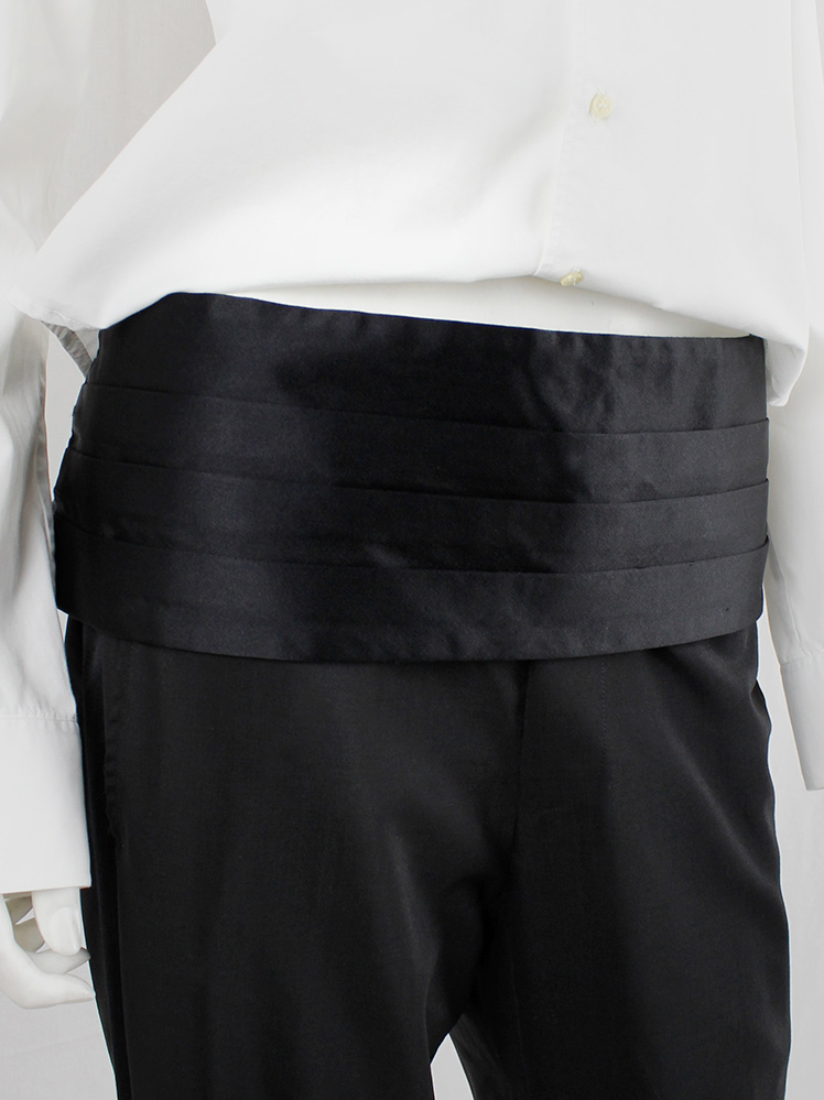 vintage Junya Watanabe black trousers with integrated satin cummerbund spring 2007 (12)