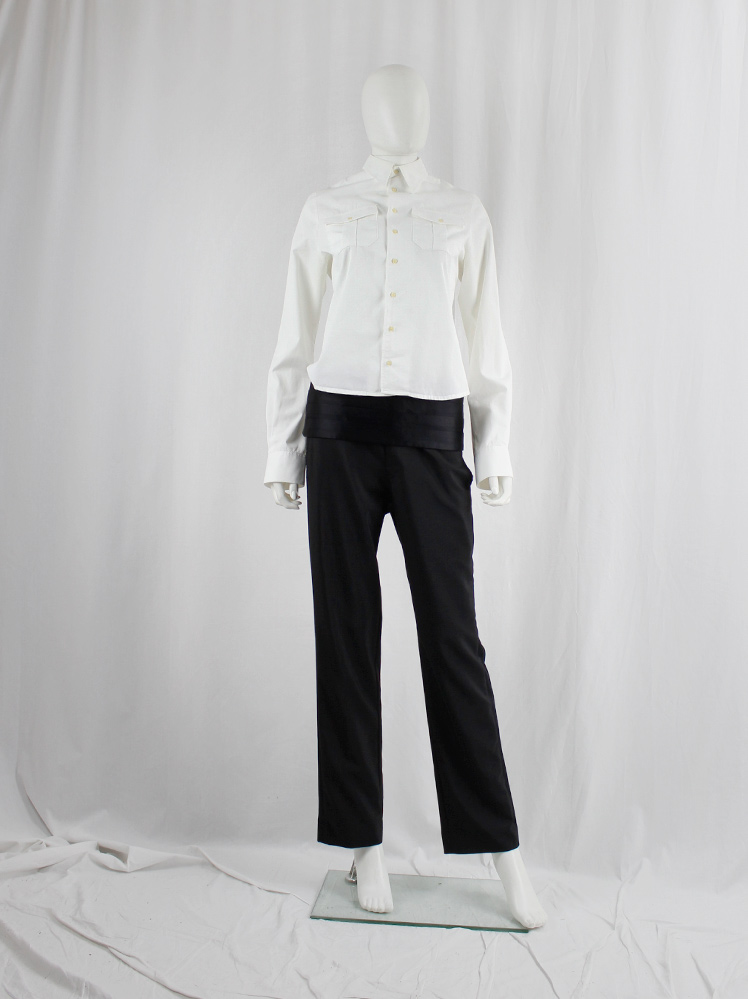 vintage Junya Watanabe black trousers with integrated satin cummerbund spring 2007 (3)