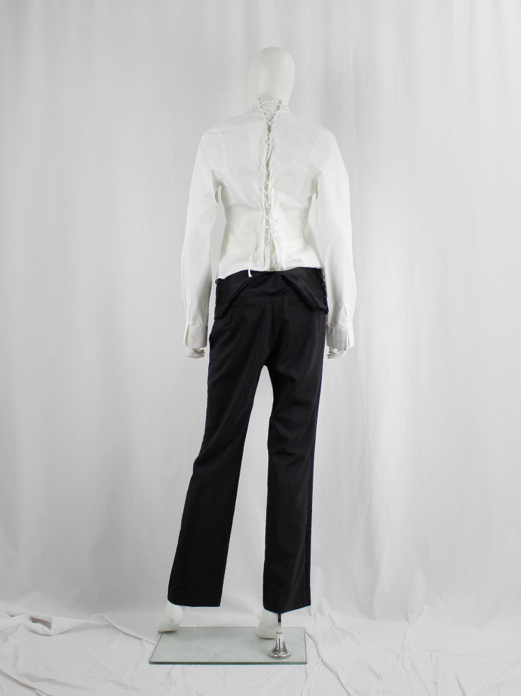 vintage Junya Watanabe black trousers with integrated satin cummerbund spring 2007 (4)