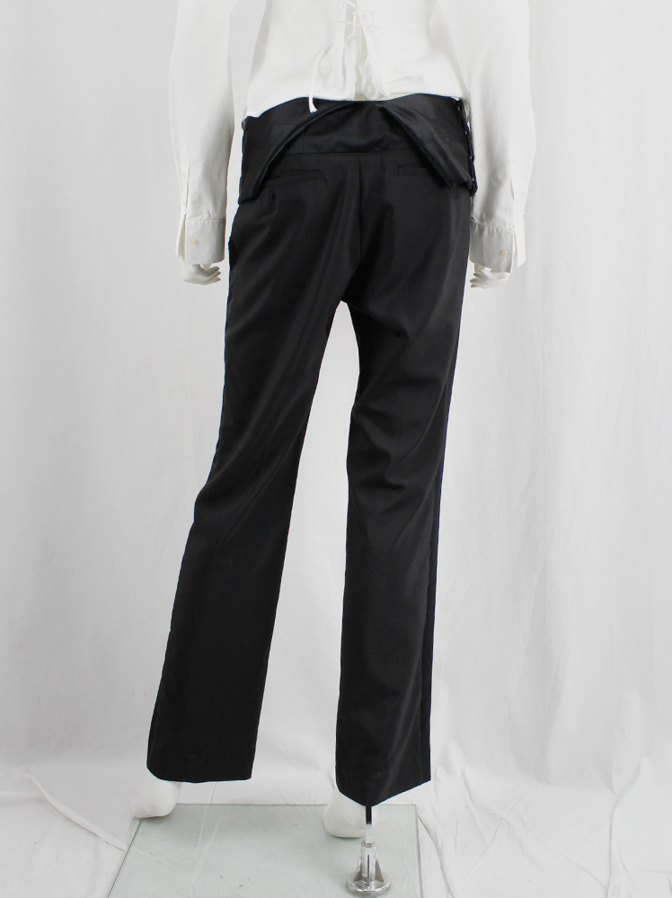 vintage Junya Watanabe black trousers with integrated satin cummerbund spring 2007 (5)