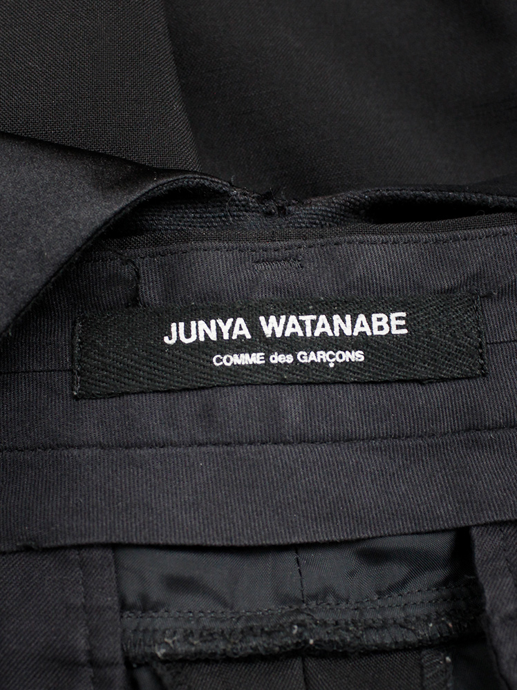 vintage Junya Watanabe black trousers with integrated satin cummerbund spring 2007 (8)