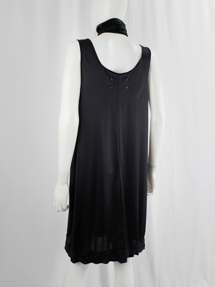 vintage Maison Martin Margiela artisanal black slip dress with lace pressed with silver foil spring 2003 (11)