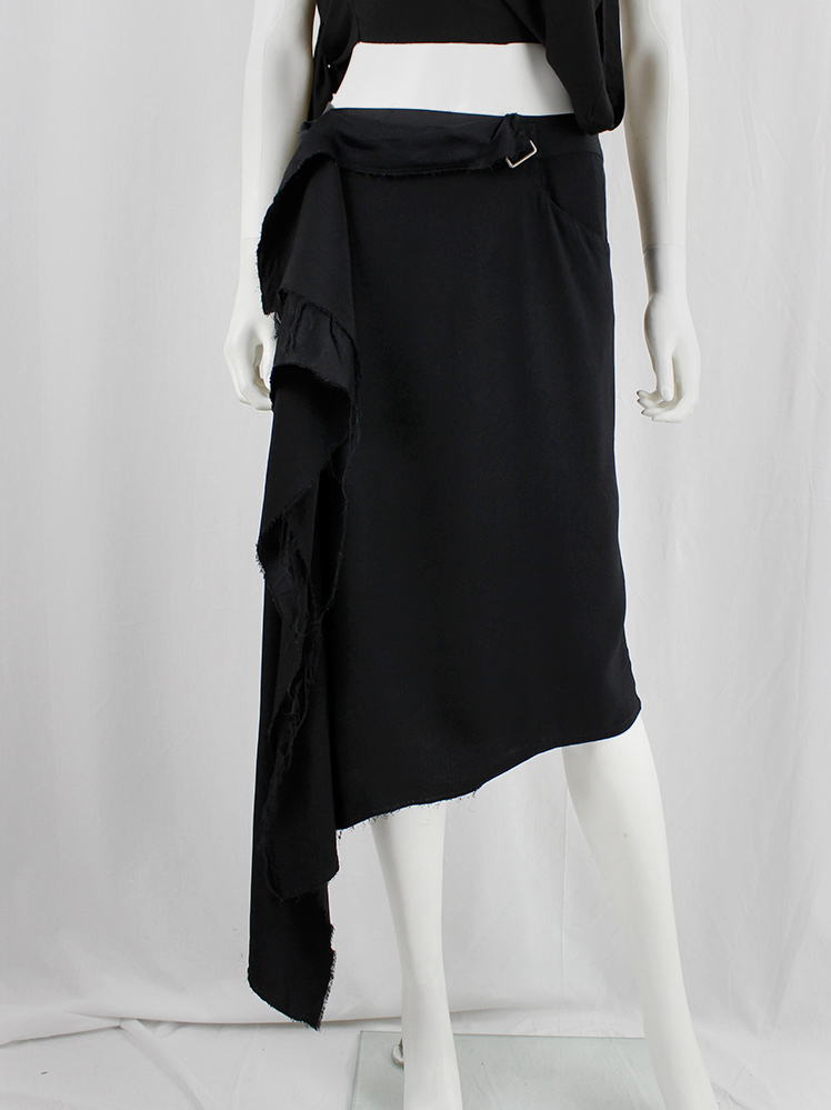 vintage Maison Martin Margiela black long asymmetric skirt torn from the fabric roll spring 2006 (1)