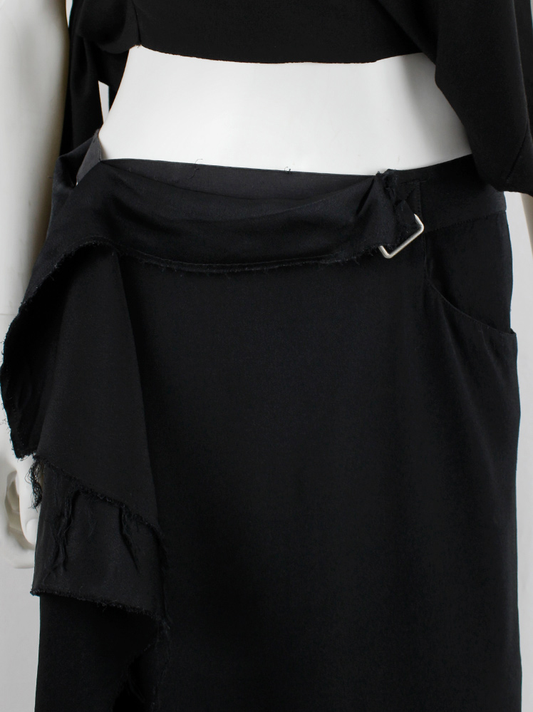 vintage Maison Martin Margiela black long asymmetric skirt torn from the fabric roll spring 2006 (5)