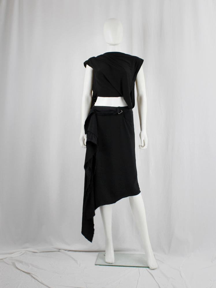 vintage Maison Martin Margiela black long asymmetric skirt torn from the fabric roll spring 2006 (6)
