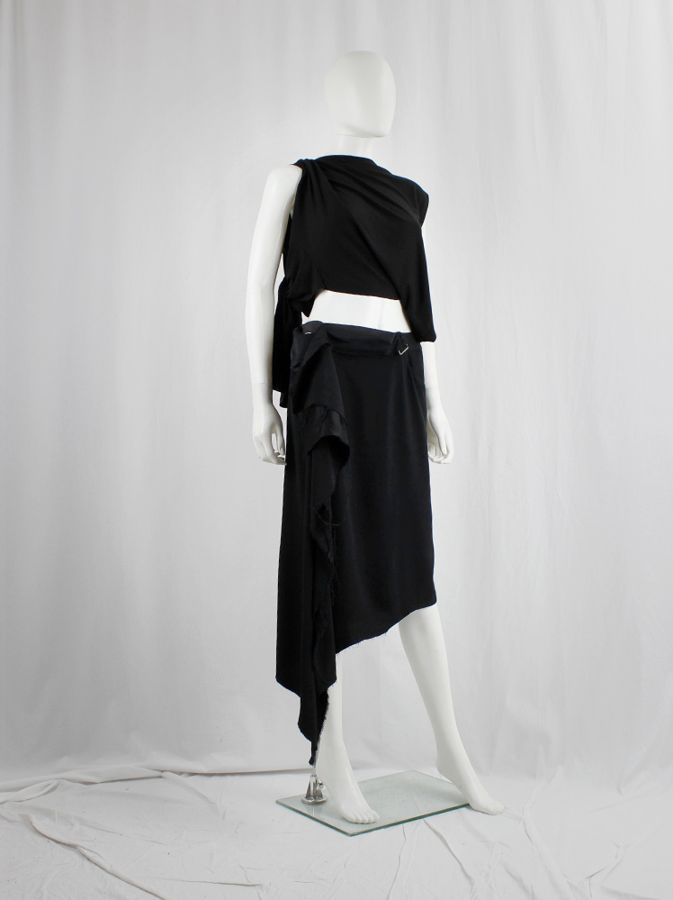 vintage Maison Martin Margiela black long asymmetric skirt torn from the fabric roll spring 2006 (7)