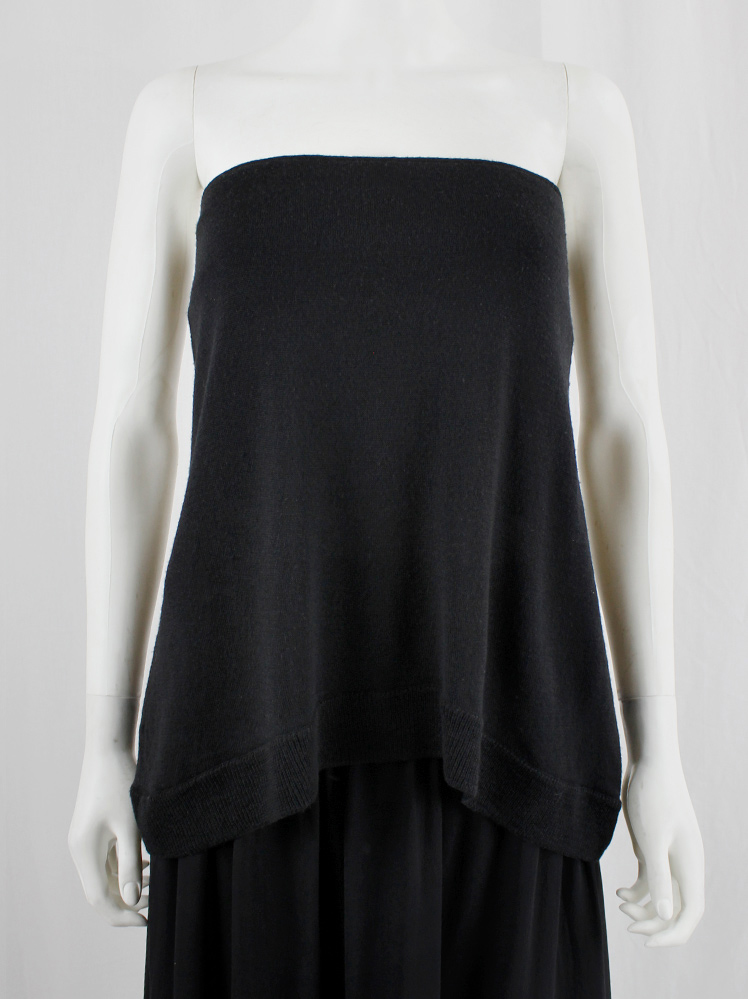 vintage Maison Martin Margiela black strapless knit bandeau top with stretched out sides fall 2004 (1)