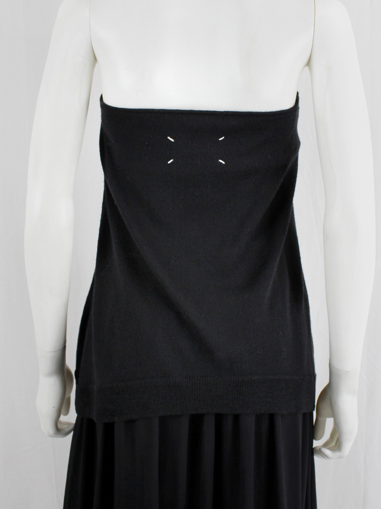 vintage Maison Martin Margiela black strapless knit bandeau top with stretched out sides fall 2004 (2)
