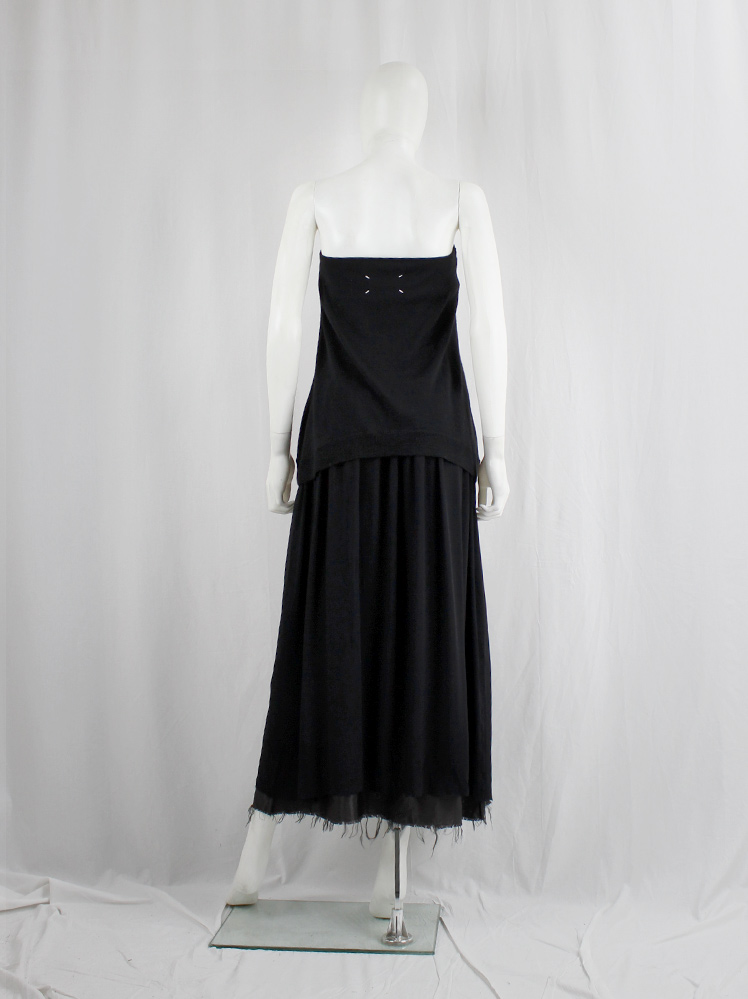 vintage Maison Martin Margiela black strapless knit bandeau top with stretched out sides fall 2004 (3)