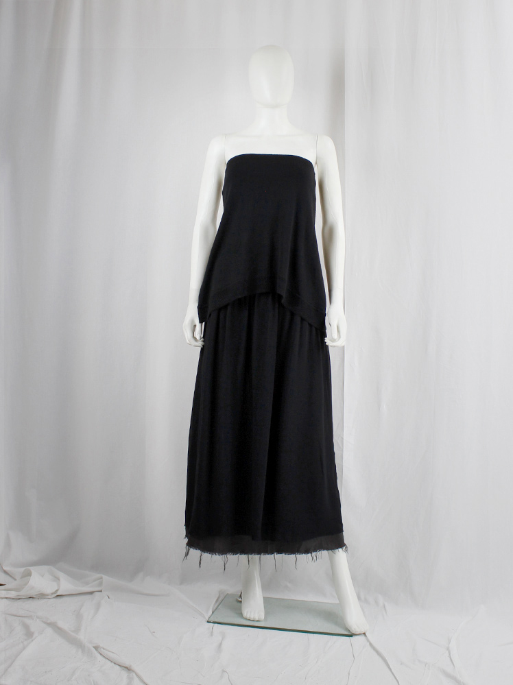 vintage Maison Martin Margiela black strapless knit bandeau top with stretched out sides fall 2004 (4)