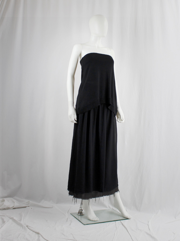 vintage Maison Martin Margiela black strapless knit bandeau top with stretched out sides fall 2004 (5)