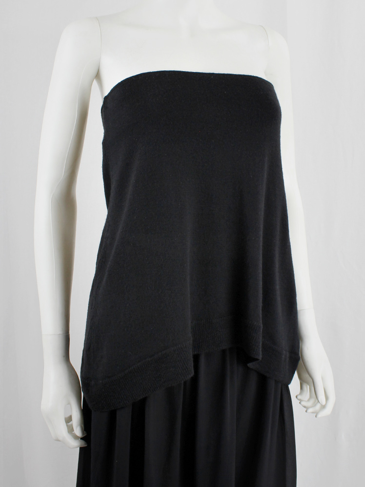 vintage Maison Martin Margiela black strapless knit bandeau top with stretched out sides fall 2004 (6)