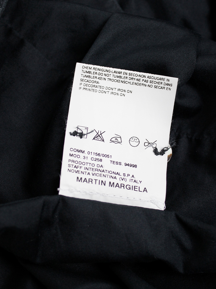 vintage Maison Martin Margiela dark blue collarless shirt worn sideways spring 2005 (18)