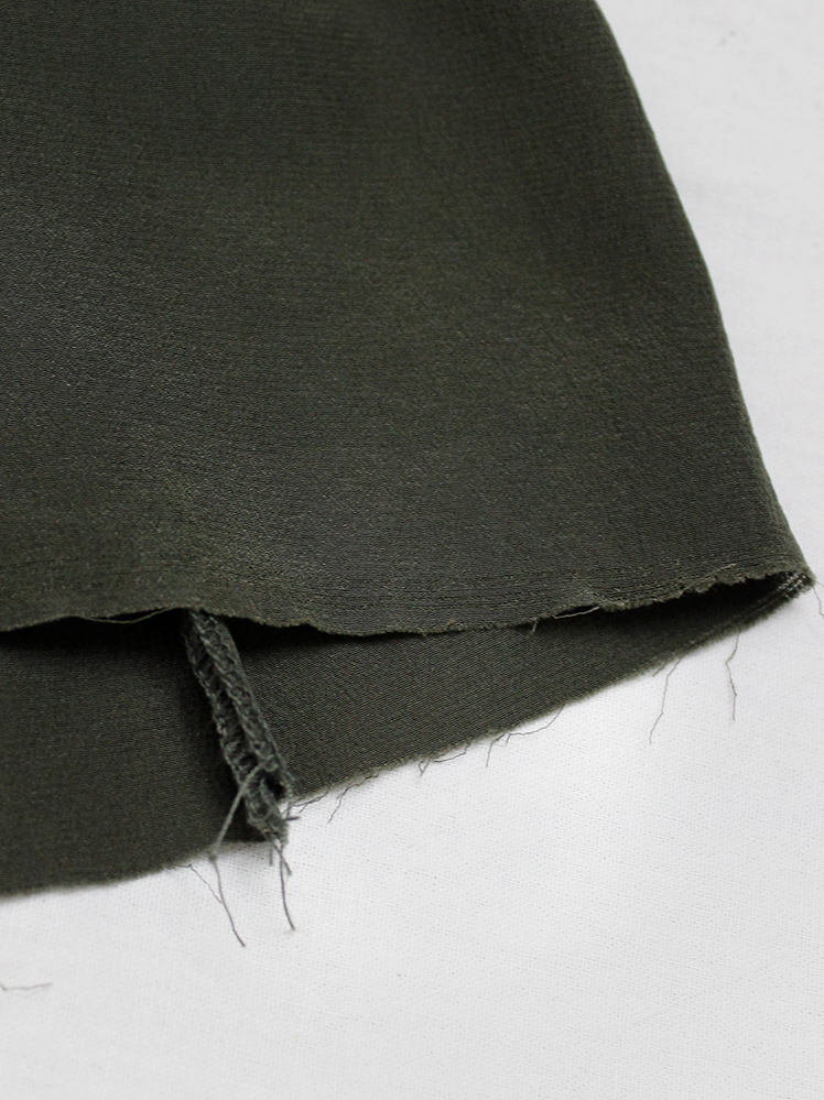 vintage Maison Martin Margiela dark green silk top with outwards piping and frayed hemline fall 2000 (10)
