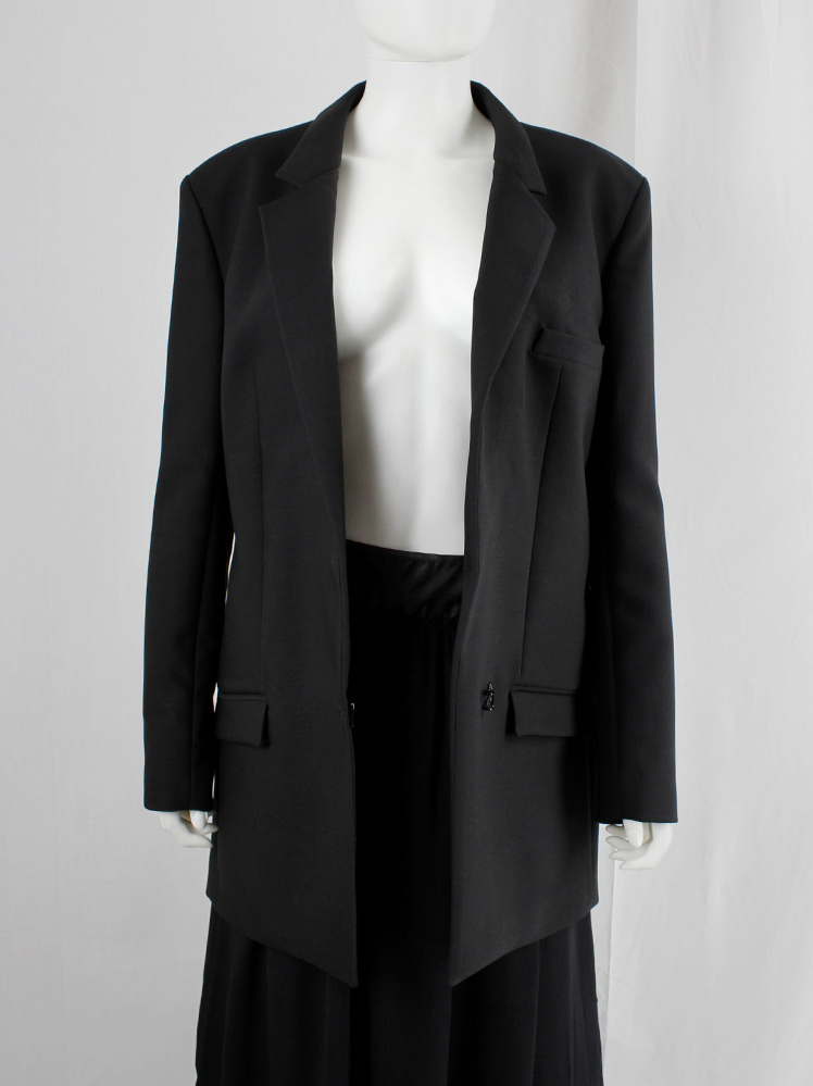 vintage Olivier Theyskens black oversized blazer with asymmetric hook closure (11)