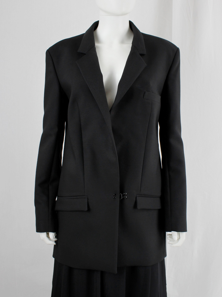 vintage Olivier Theyskens black oversized blazer with asymmetric hook closure (16)