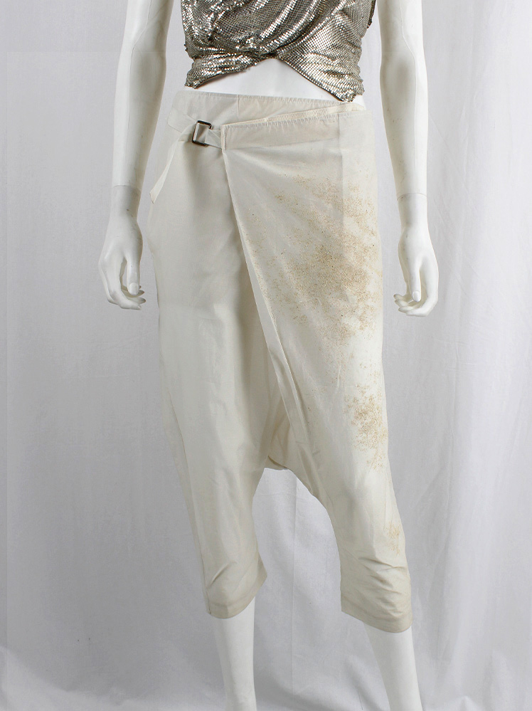 vintage af Vandevorst beige belted harem trousers decorated with Belgian beach sand spring 2014 (16)