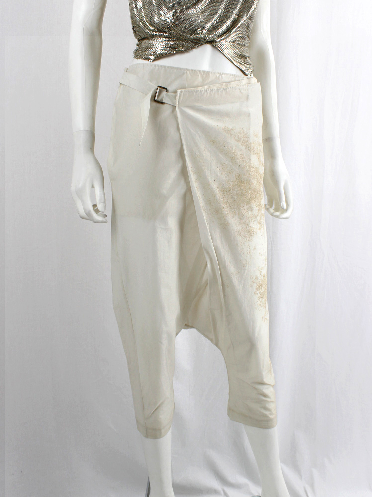 vintage af Vandevorst beige belted harem trousers decorated with Belgian beach sand spring 2014 (17)