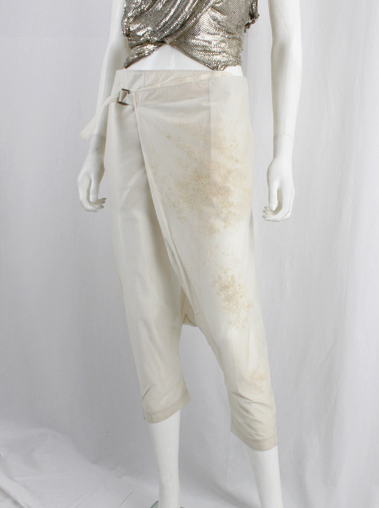 vintage af Vandevorst beige belted harem trousers decorated with Belgian beach sand spring 2014 (2)