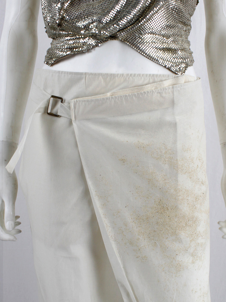 vintage af Vandevorst beige belted harem trousers decorated with Belgian beach sand spring 2014 (5)