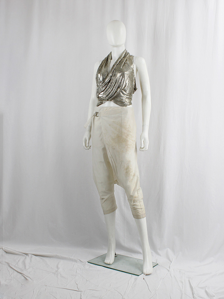 vintage af Vandevorst beige belted harem trousers decorated with Belgian beach sand spring 2014 (7)