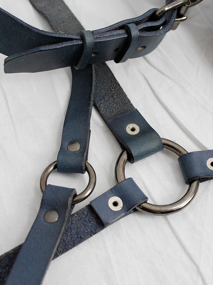 vintage A.F. Vandevorst blue leather bondage harness with studs spring 2015 (11)