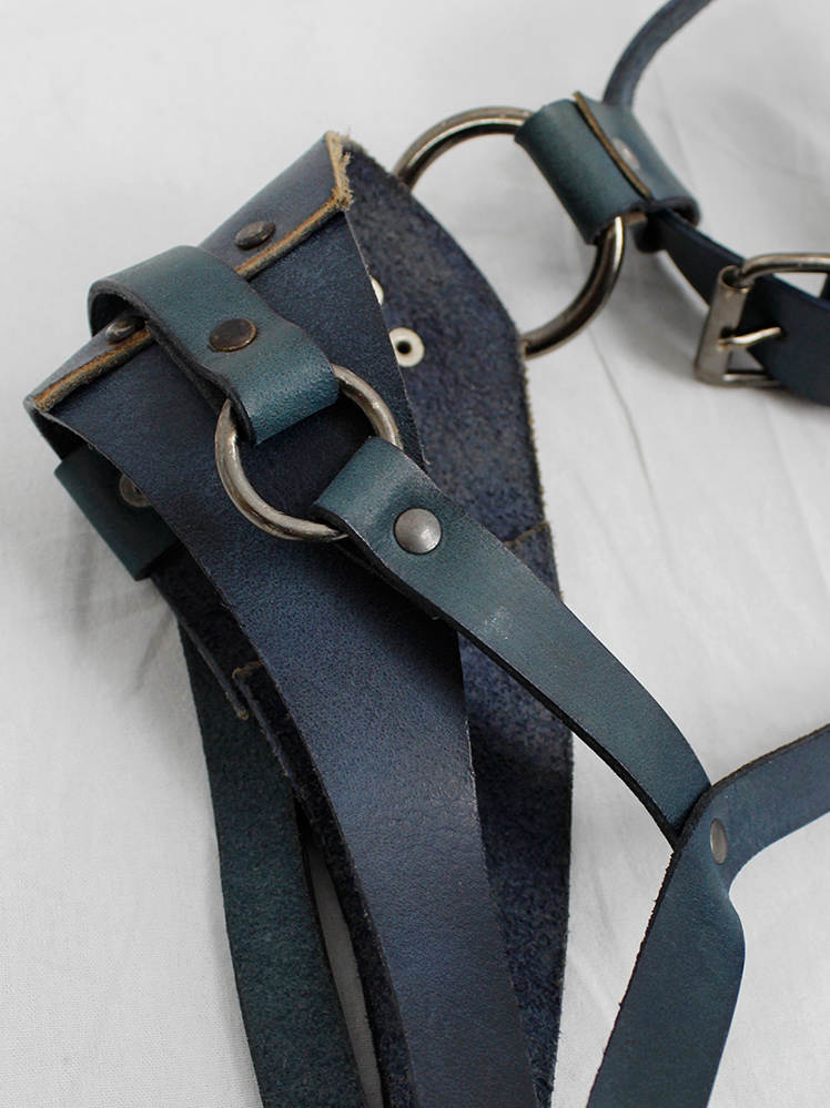 vintage A.F. Vandevorst blue leather bondage harness with studs spring 2015 (15)