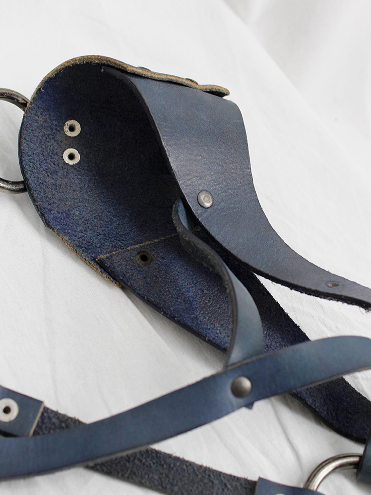 vintage A.F. Vandevorst blue leather bondage harness with studs spring 2015 (16)