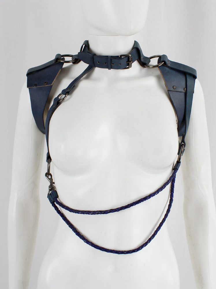 vintage A.F. Vandevorst blue leather bondage harness with studs spring 2015 (18)