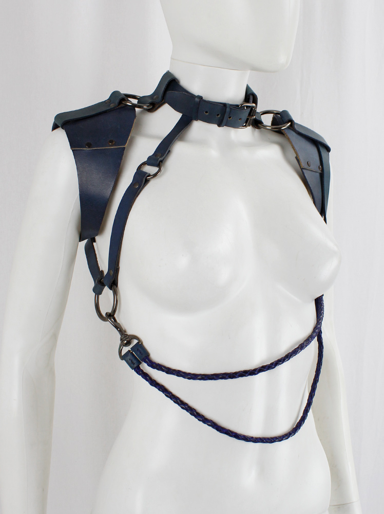 vintage A.F. Vandevorst blue leather bondage harness with studs spring 2015 (19)
