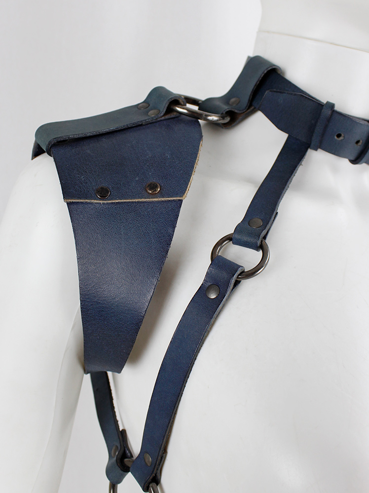 vintage A.F. Vandevorst blue leather bondage harness with studs spring 2015 (21)