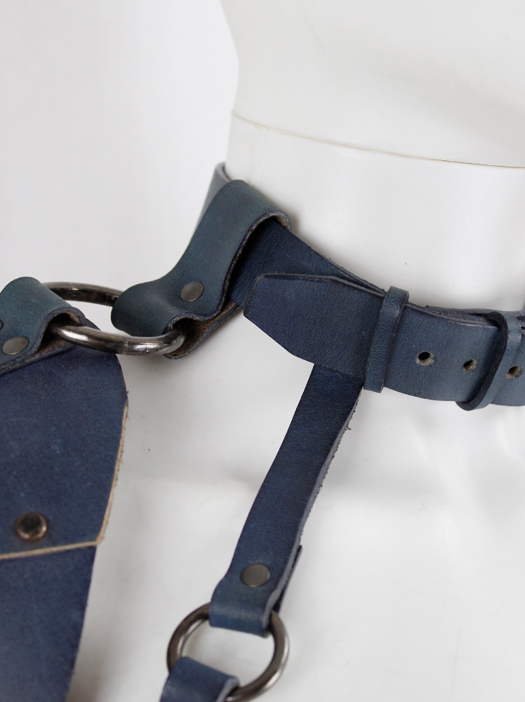 vintage A.F. Vandevorst blue leather bondage harness with studs spring 2015 (23)