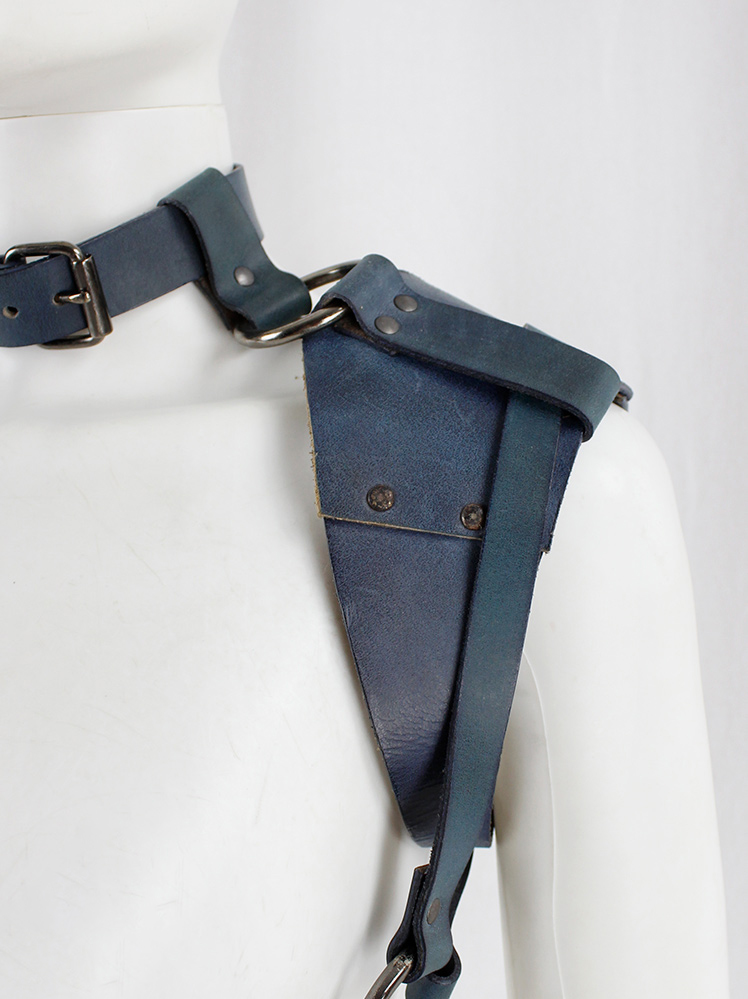 vintage A.F. Vandevorst blue leather bondage harness with studs spring 2015 (24)