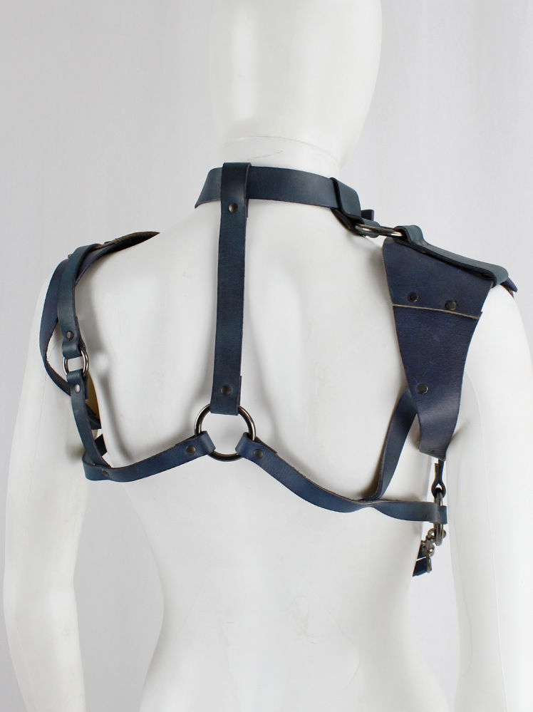 vintage A.F. Vandevorst blue leather bondage harness with studs spring 2015 (3)