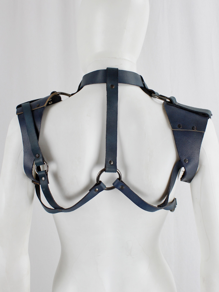 vintage A.F. Vandevorst blue leather bondage harness with studs spring 2015 (4)