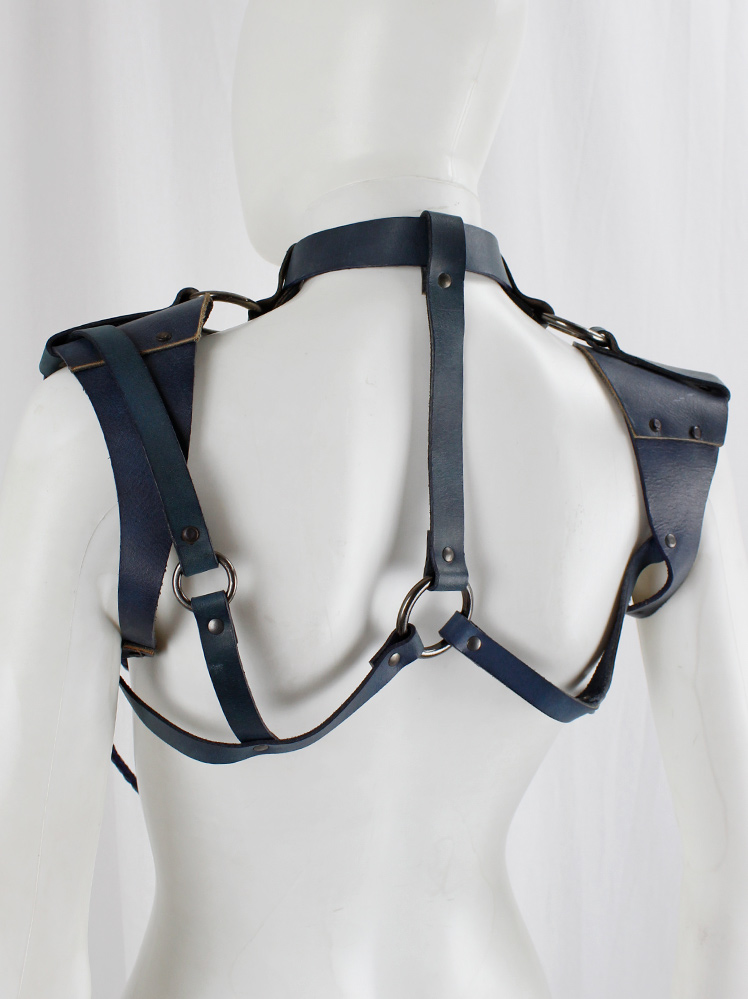 vintage A.F. Vandevorst blue leather bondage harness with studs spring 2015 (5)