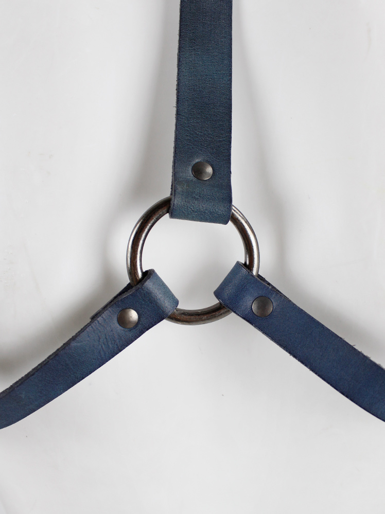 vintage A.F. Vandevorst blue leather bondage harness with studs spring 2015 (6)